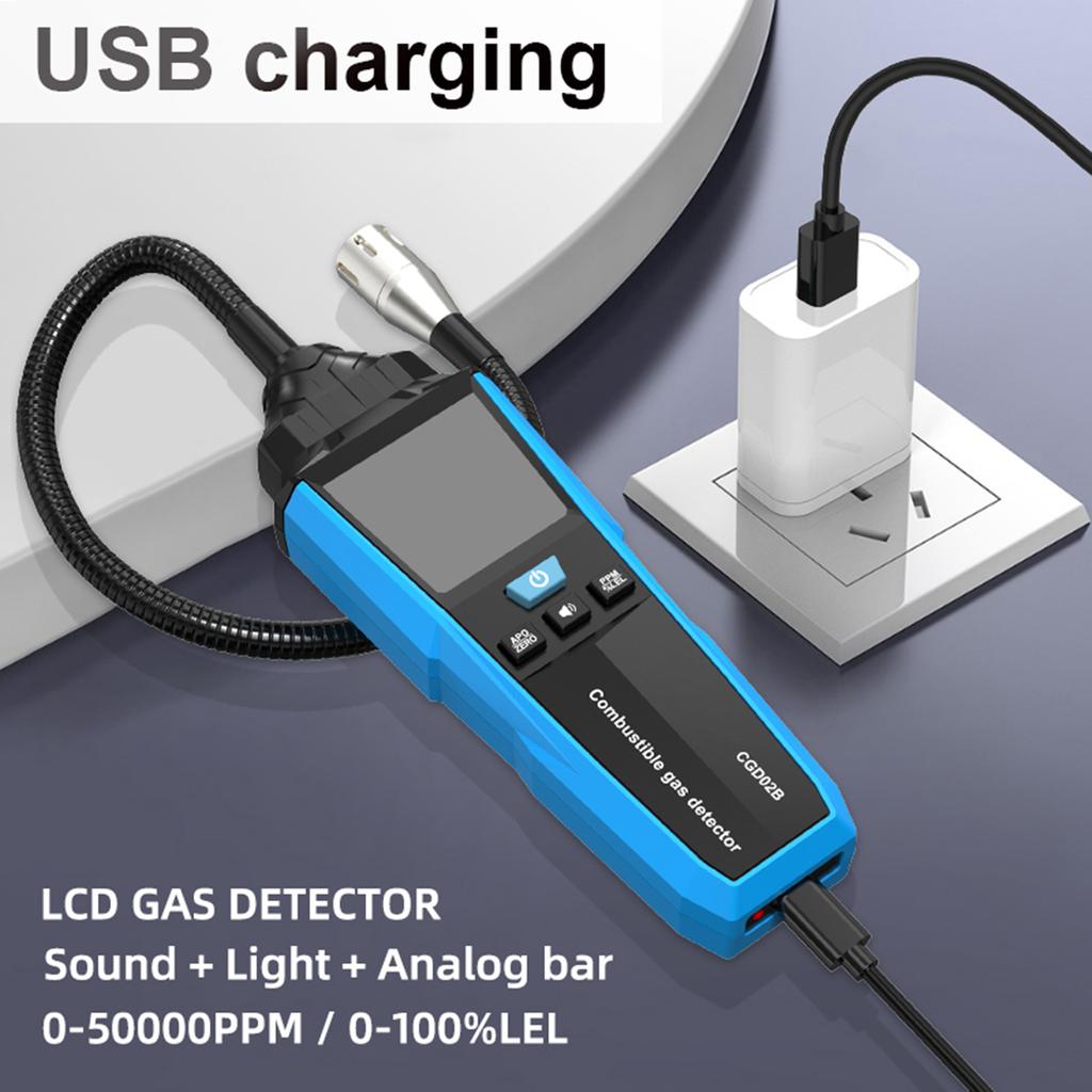Portable Combustible Natural Gas Leak Location Determine Meter Tester Analyzer Accurate Detection with Sound Light Alarm