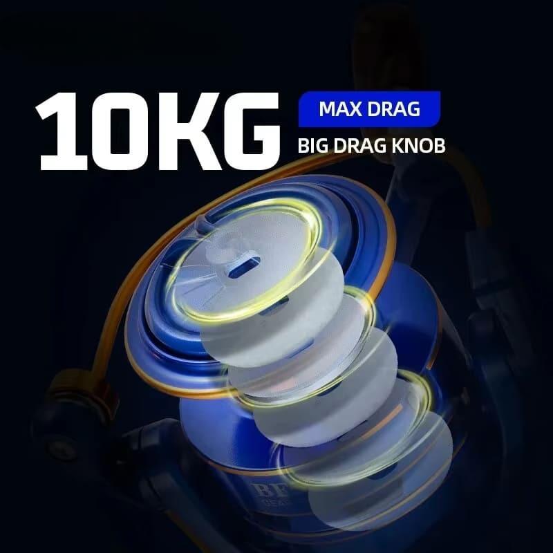 2024  Newest Fishing Reel 5.2:1 High Speed Ratio Metal Spool Spinning Reel 2000-7000 Gear Ratio Long Casting Solid Wood Sea Fishing Rod
