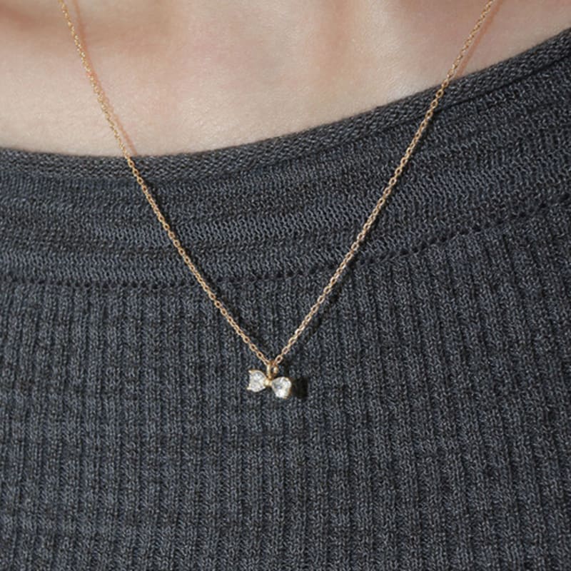 

modernlike 14k gold-filled silver dew heart ribbon necklace Silver (Silver 925)