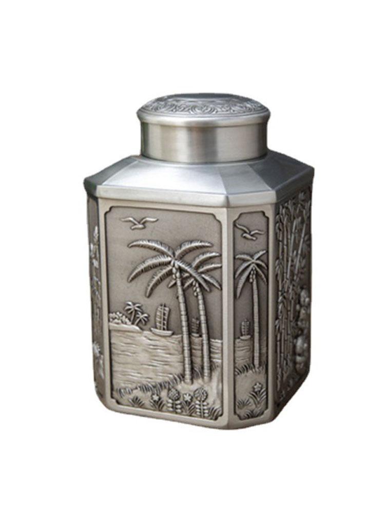 

Chinese style Metal Green Tea Can With Lid large capacity Loose Tea storage Jar Canister Home Kitchen Canisters for Tea Storage 9.8x9.8x15.5cm