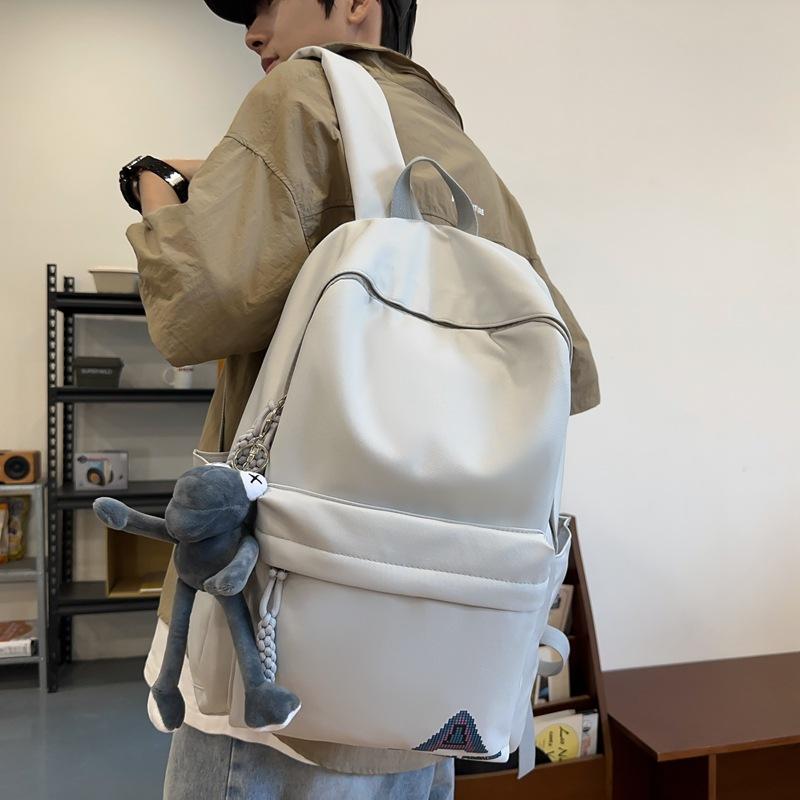 Student School Bag Women's Large Capacity Backpack Solid Color Men's Backpack