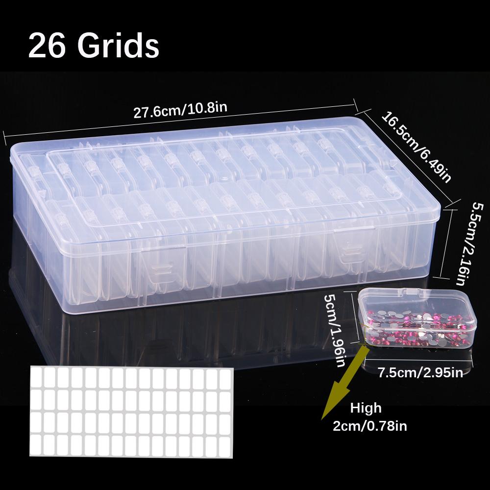 

New Large 4/10/12/26 Slots Diamond Painting Storage Box Nail Art Jewelry Mosaic Storage Container, Multifunctional Storage Case
