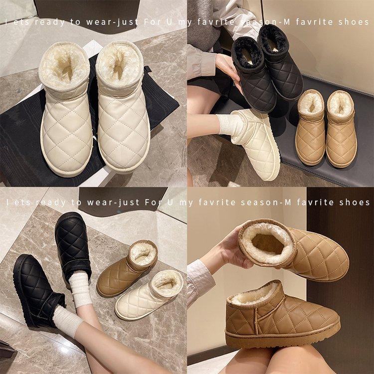Women's Long Large Size Soft Sole Winter Warm Fur One Snow Boots Padded Lined Ankle Boots Anti-slip Hiking Casual Sports Cotton Boots