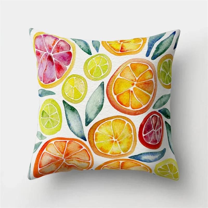 Tropical  Letter Flower Plant Polyester Pillowcase Sofa Living Room Home Decoration Car Waist Cushion Cover