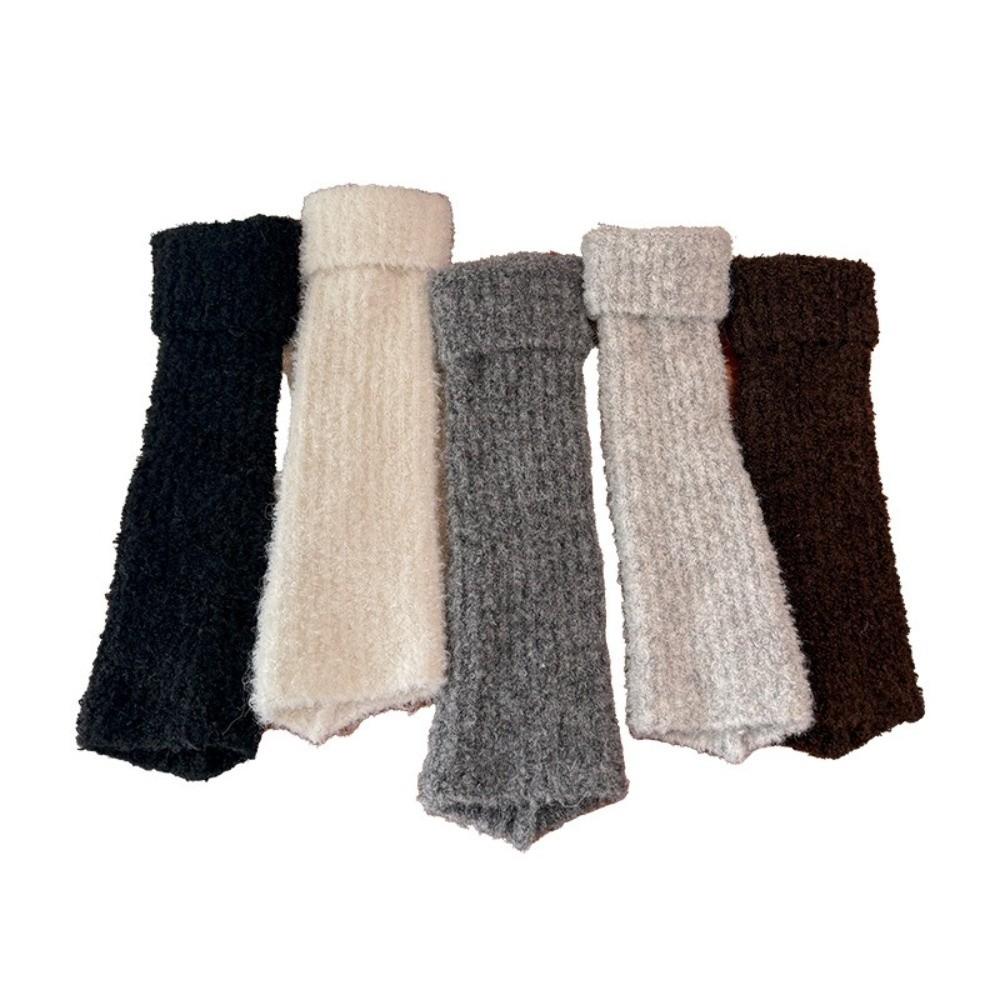 Thick Warm Fuzzy Leg Warmers Turn-Cuff Design Wool Blend Leg Warmers Cozy Calf Leg Socks  For Women