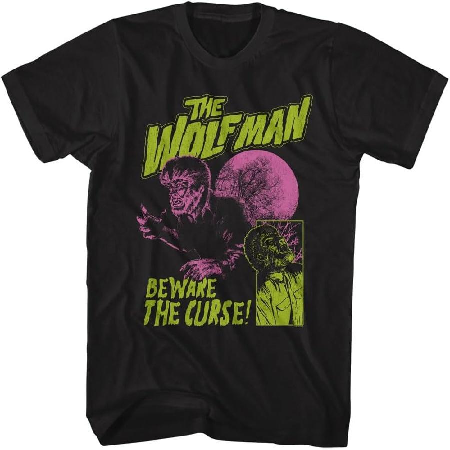 Universal Monsters Wolfman Beware Adult Short Sleeve T Shirt Horror Movie Film Vintage Style Graphic Tees S