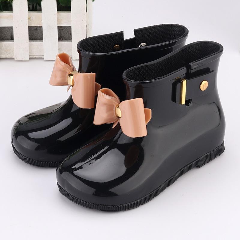 Stivali da Pioggia per Bambini Moda Fiocco Fibbia Metallica Stivale da Ragazza Carino Bambino Neonato Scarpe Impermeabili Bambini Antiscivolo Scarpe da Acqua