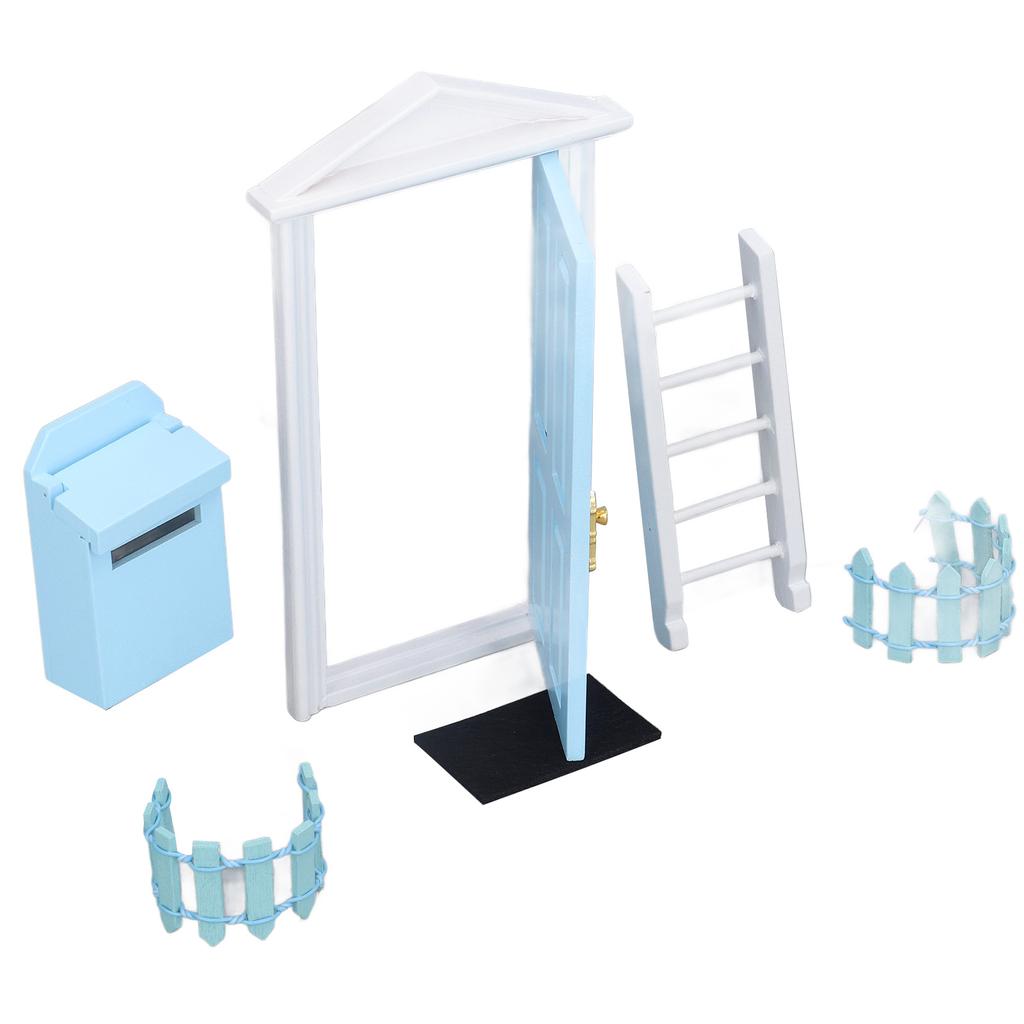 Wooden Door Set Exquisite Workmanship Vivid Details Saturated Color Tiny Wooden Tooth Fairy Door for 1:12