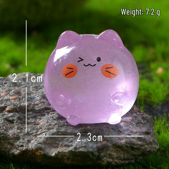 Adorable Luminous Cat Resin Ornament for DIY Micro Landscapes