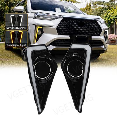 Car LED DRL Daylights For Toyota Veloz Yellow Turn Signal Daytime Running Headlamps Auto Driving Lamp Fog Lamps