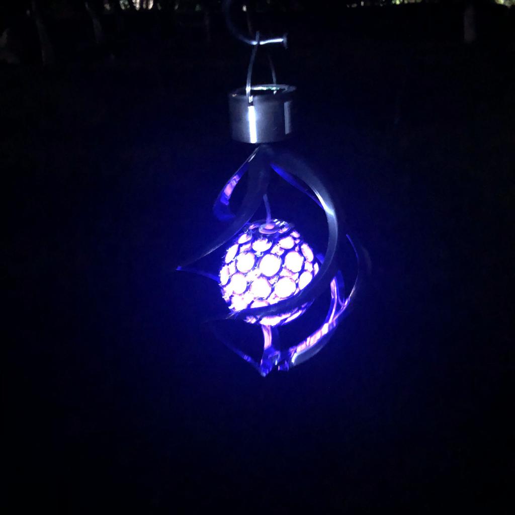 1Pc Outdoor Stainless Steel LED Solar Light Hollow Ball Acrylic Ball Rotating Chandelier Garden Landscape Light Waterproof