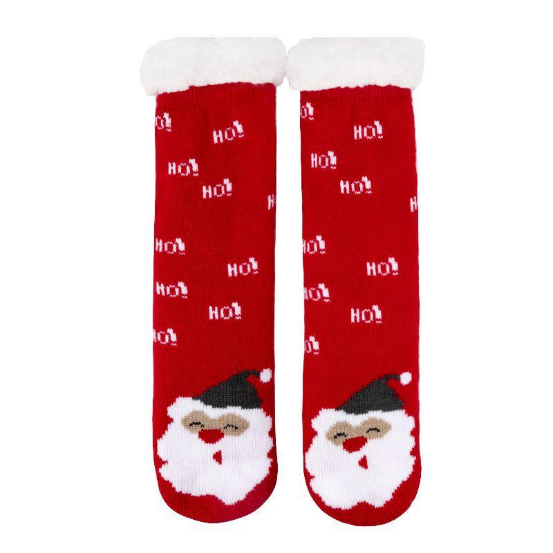 Women's Mid Tube Socks Christmas Floor Socks Home Sleep Winter Velvet and Thick Anti-slip Carpet Socks