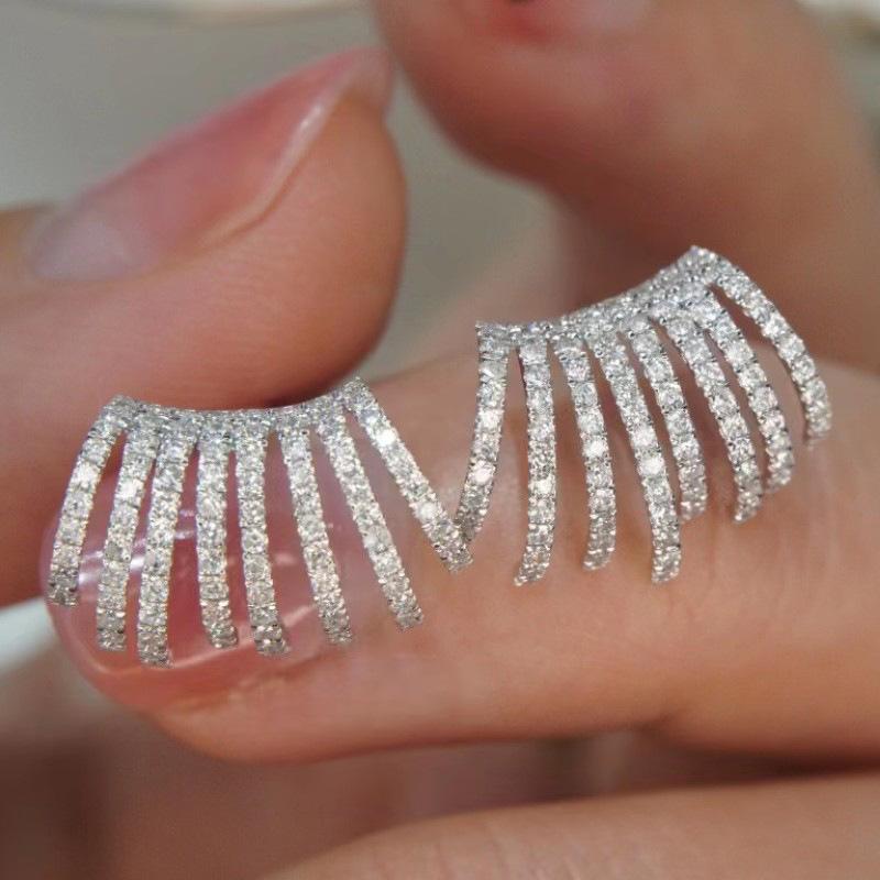 

South Korea Dongdaemun Zircon Stud Earrings, Niche Full Diamond Multi-Layer Metal Earrings, Temperament Personalized Claw Earrings