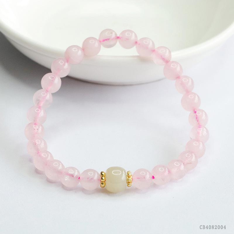 Juanyu Pink Crystal & Nephrite Jade Women's Bracelet