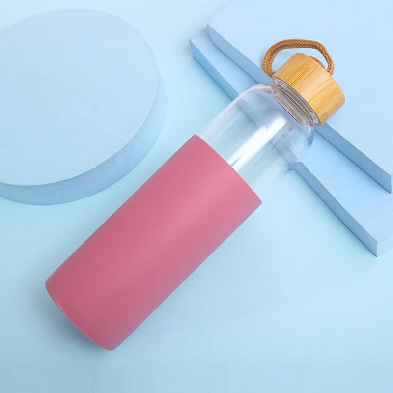 Bamboo Lid Glass Water Bottle with Silicone Sleeve