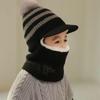 Children's Velvet All-In-One Winter Hat: Warm Wool Duckbill Cap with Face Protection and Scarf