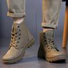 Men Boots Canvas Ankle Boots Retro Lace Up Rubber Boots Outdoor Hiking High Top Men Shoes High Quality Non Slip Work Boot
