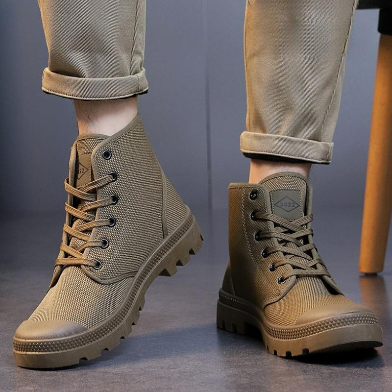 Pánské boty Plátěné kotníkové boty Retro šněrovací Gumové boty Outdoorové turistické Vysoké pánské boty Vysoká kvalita Protiskluzové Pracovní boty