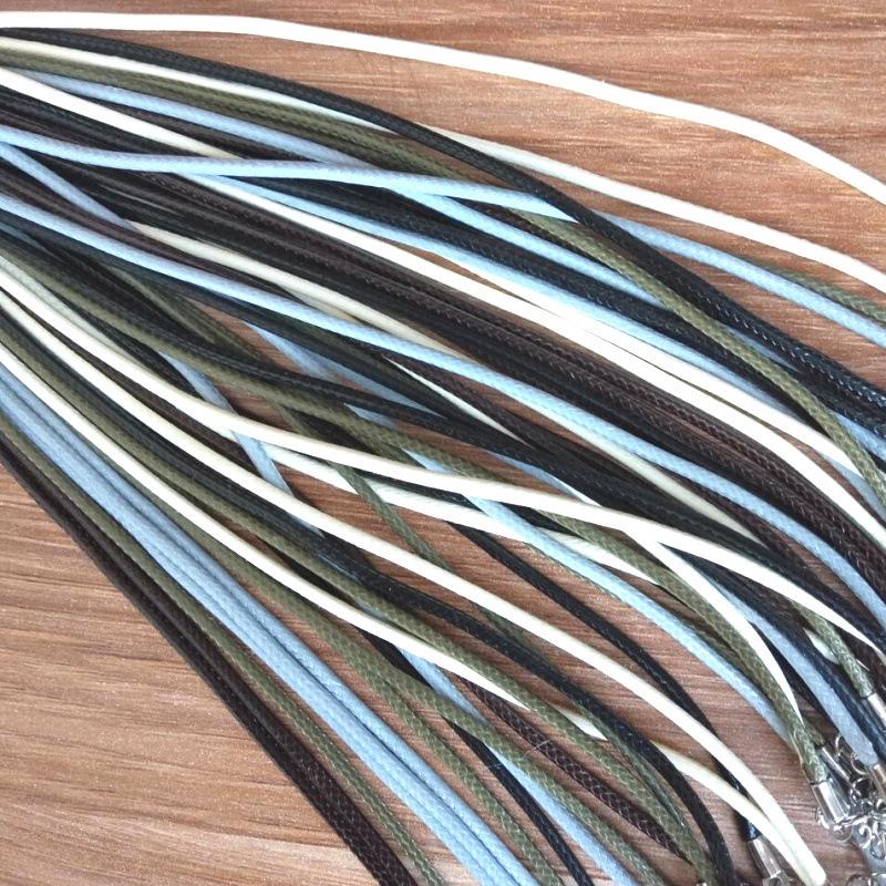 DIY Jewelry Accessories: Black Waxed Leather Necklace Cord with Lobster Clasp