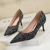 Fashion Sequins Kitten Heels Fashion Woman Pumps Pointed Toe Heeled Shoes Stiletto Heels 2024 New Heeled Shoes Sliver Gold Wedding Shoes