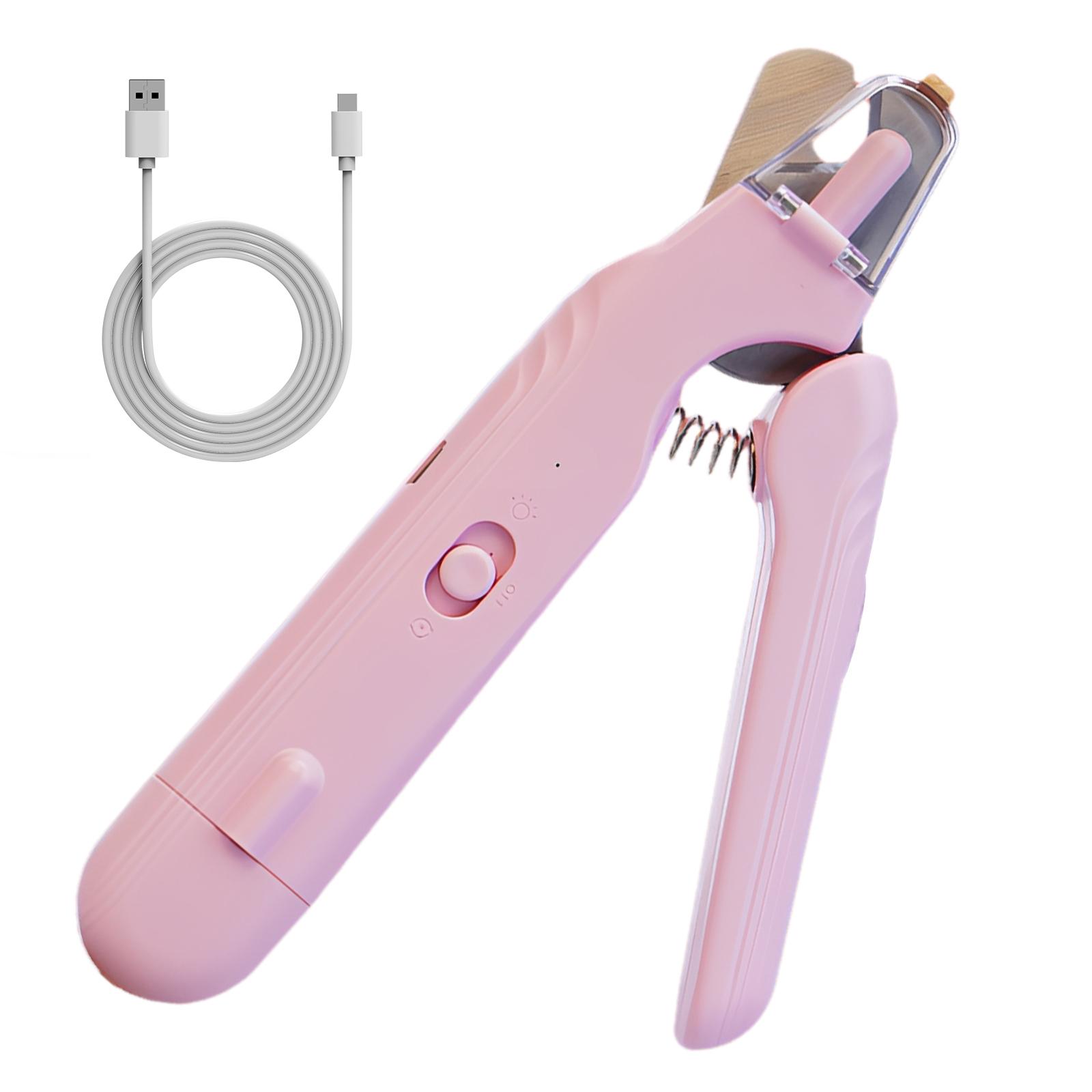 2-in-1 Electric Dog Nail Clippers with LED Light 200mAh Pet Claw Clippers USB Charging W/ Splash Guard for Small To Large Dogs розовый