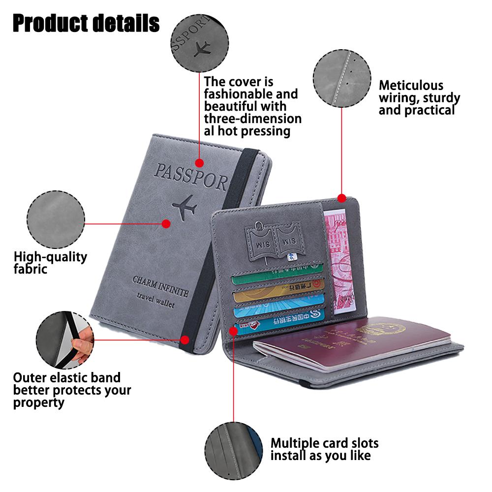 PU leather card holder, passport holder, RFID passport cover, multi-functional ID bag.zwq