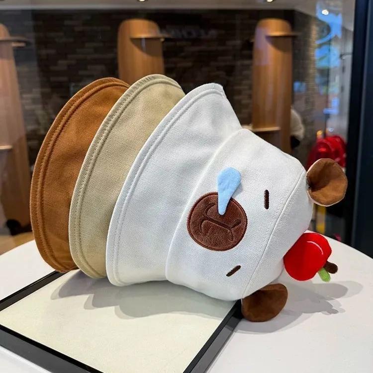 Cute Capybara Fisherman Hat Children Spring New Water Dolphin Basin Hat Students Sun Hat Three-dimensional Bucket Hat