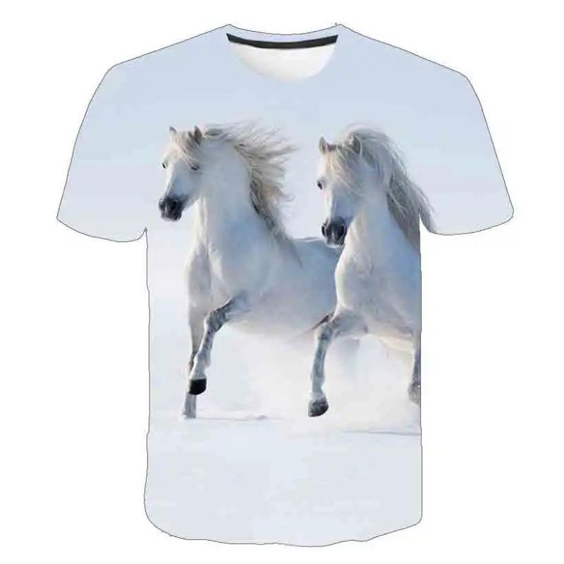 Men's Horse 3D Print T-shirt Short Sleeve Crew Neck Tee Men's Clothing Summer Outdoor Sportswear Casual T Shirts
