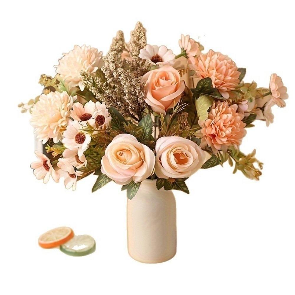 

Bridal Accessory 7-Forked Design Artificial Rose Real Touch Handheld Flower Simulation Flower Fake Bouquet Home Decoration шампанского