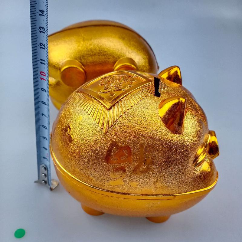 1/2Pcs 6in Large Capacity Golden Piggy Bank Children's Plastic Piggy Bank Desktop Ornament Wealth Attracting Wedding Decoration