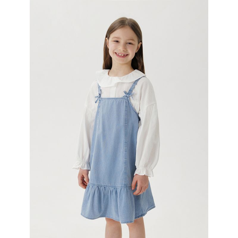 Mark Jenny Girls' Artistic Denim Suspender Dress Children's Sweet Dress Spring New Style 250181