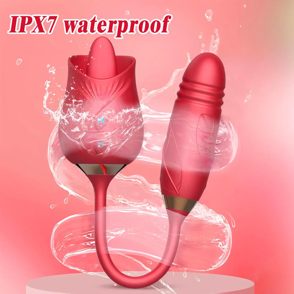 2 In 1 Tongue Licking Vibrator for Women Clitoris Nipple Stimulator Female Masturbator with Wiggle Vagina Vibrator Women Sex Toy