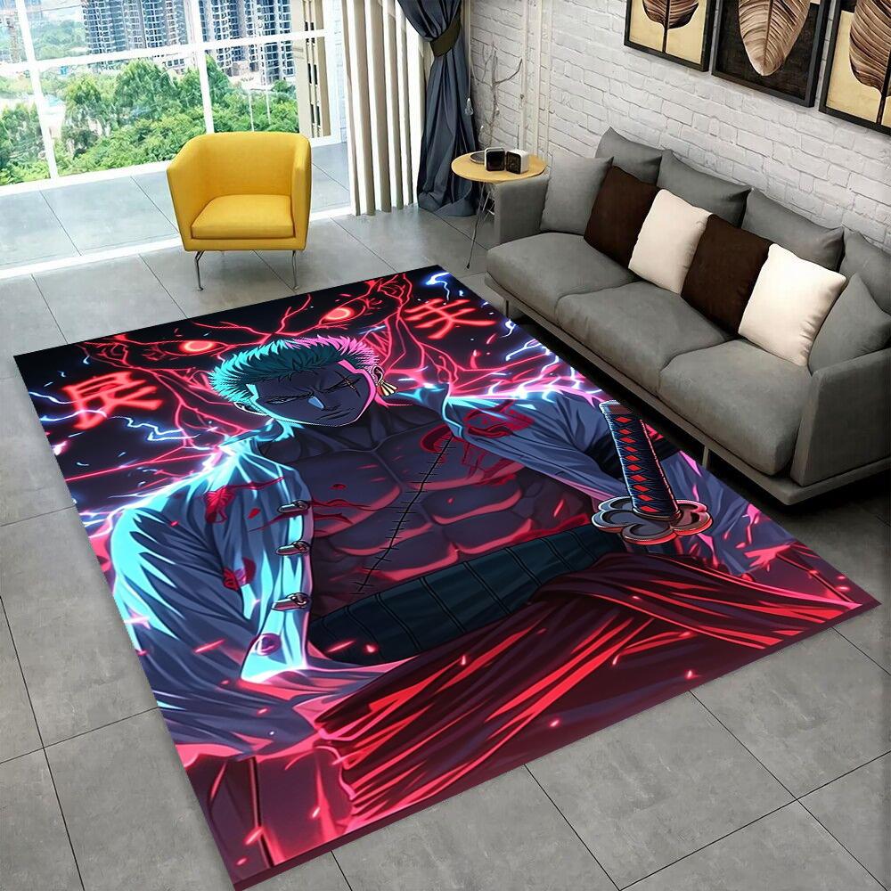 Zoro One P-Piece Cartoon Anime Carpet Rug for Playroom Bedroom Living Room Sofa Home Decor,kids Game Area Rug Non-slip Floor Mat