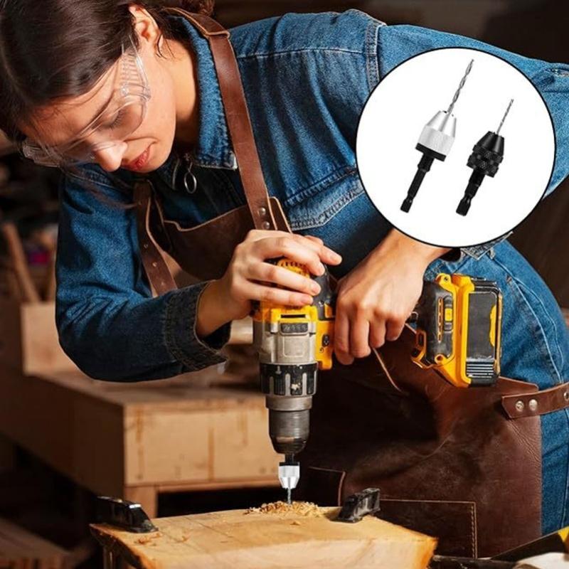 2PCS Keyless Drill Chucks With 10PCS Bits 1/4 Inch Hex Shank Drill Chuck Fast Change Converter Extension Screwdriver Drill