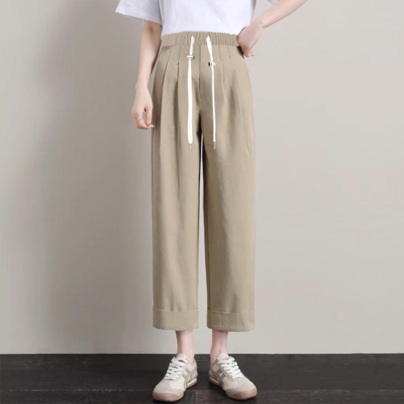 Spring/Summer 2026 Maternity Loose Cropped Cargo Wide-Leg Harem Pants - Japanese Dad Style M