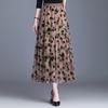 Women's High-Waisted Double-Sided Flocked Mesh Pleated A-Line Midi Skirt - New Slimming Spring Style