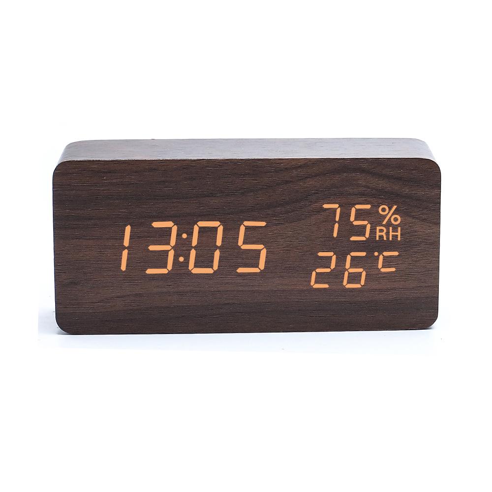 Stylish Wooden LED Digital Alarm Clock with Charging Port