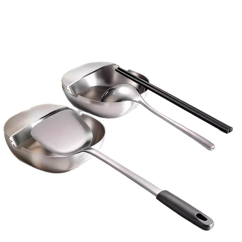Stainless Steel Kitchen Rack: Anti-Scalding, Heat-Resistant Ladle, Spatula & Pot Lid Holder.