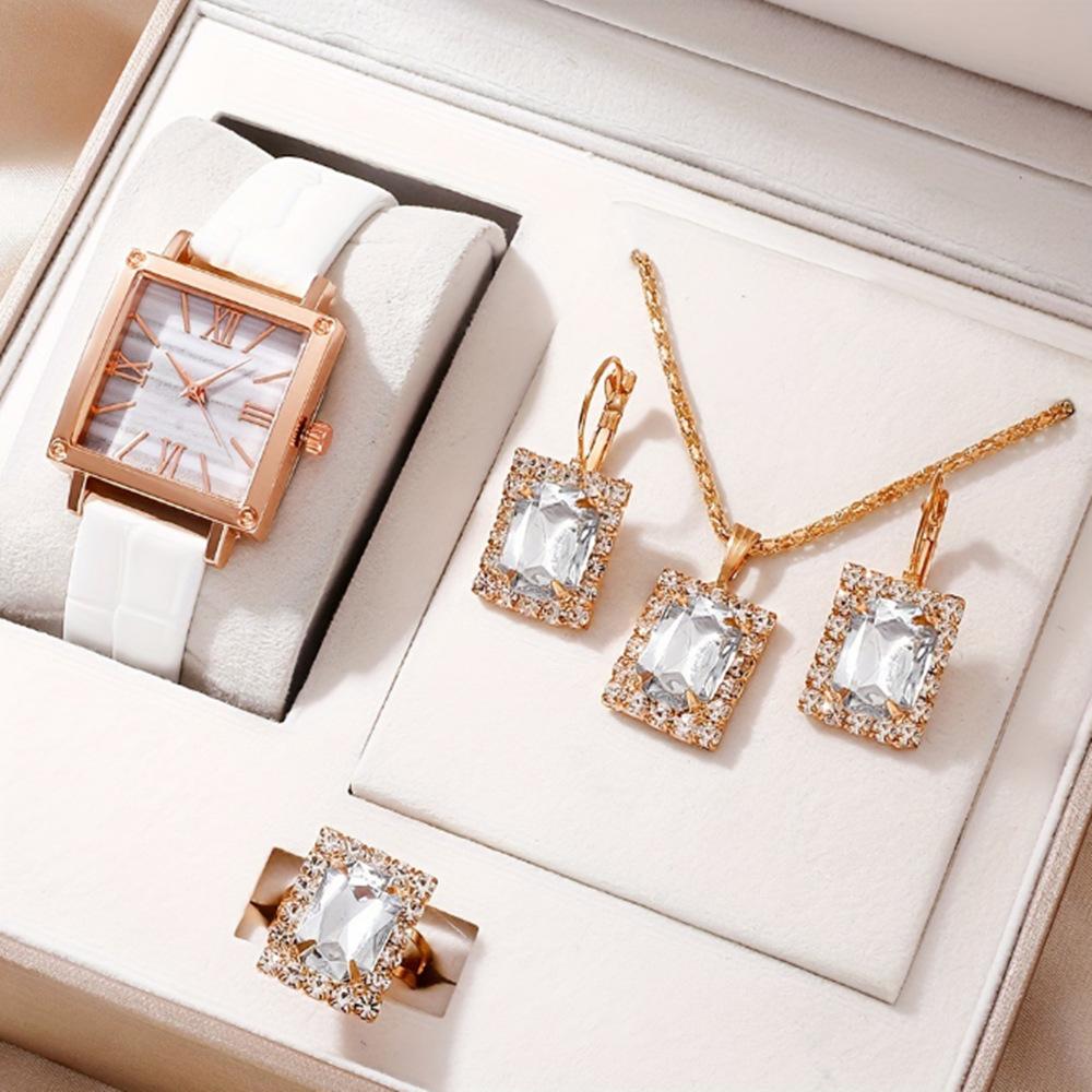 Popular Luxury Set, Bracelet Watch, Diamond-Encrusted Women'S Five-Piece Gift Box, Quartz Watch