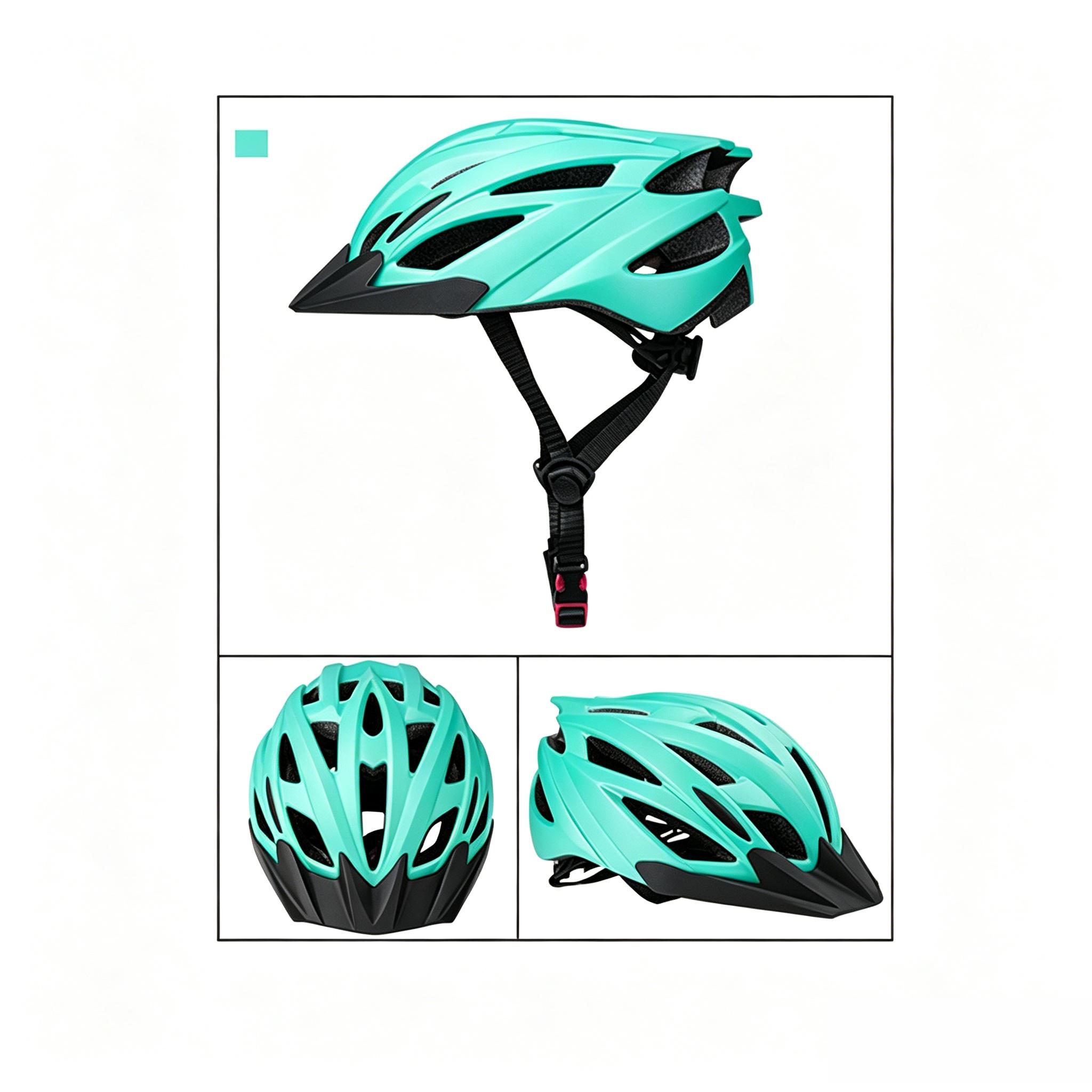 Adult Bicycle Helmet, Integrated Mold MTB Road Bike Helmet with Removable Visor, Lightweight & Breathable Safety Cycling Helmet for Men Women небесно-голубой