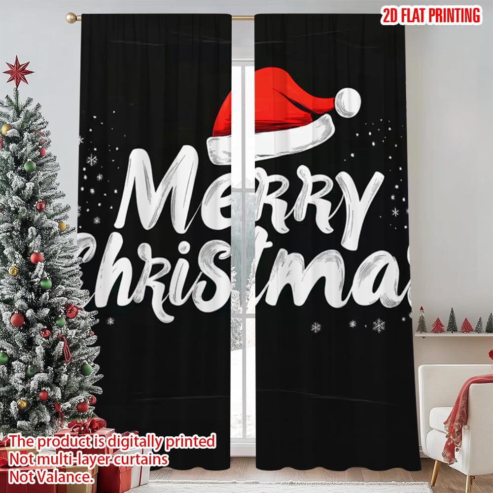 

2pcs 2D flat printing Merry Christmas Popular Window Curtains Merry Christmas 2 Versatile Fabric Without Electricity Family 52.50×116.00 CM 2pcs