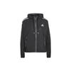 BSC Striped Zip Pocket Drawstring Hooded Jacket Women Black H55345