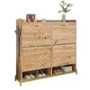 Modern Shoe Rack in Wood Look, 4-Door Shoe Cabinet, Space-Saving Shoe Cabinet for Entrance Areas, Hallways, or Corridors, Sturdy and