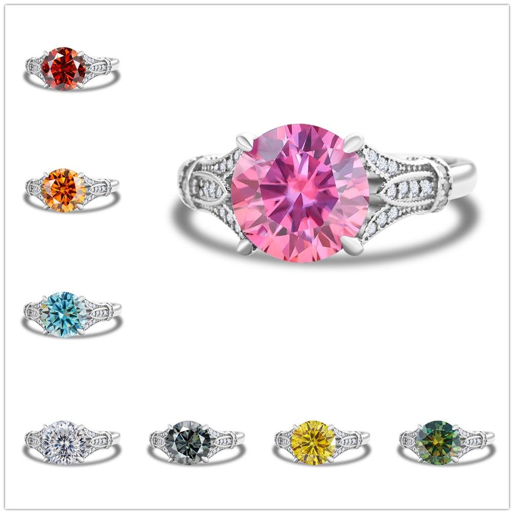 Luxuriöser 3 Karat 9 mm Solitär Moissanit Ring 925 Sterlingsilber Verlobungs- Eheringe für Damen Schmuck mit Zertifikat