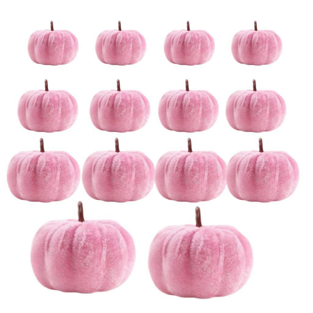 3Pcs Velvety Pumpkin Decoration Artificial Pumpkins For Halloween Christmas Thanksgiving Indoor and Outdoor Decoration