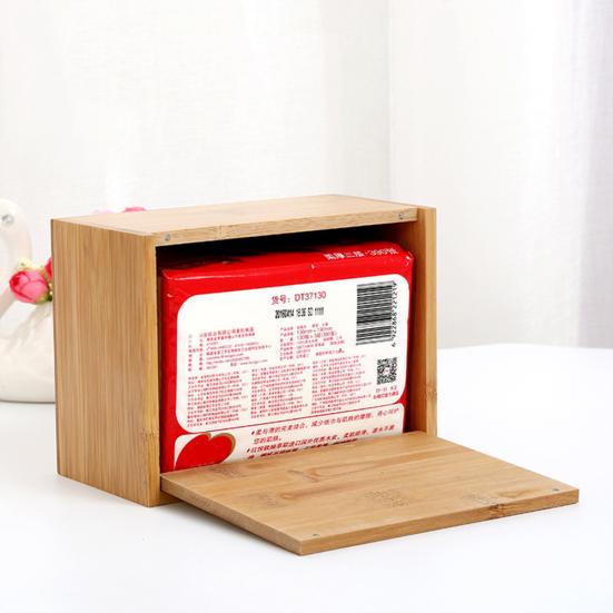 Wooden Cubic Rectangular Tissue Storage Box Paper Case Home Hotel Napkin Holder