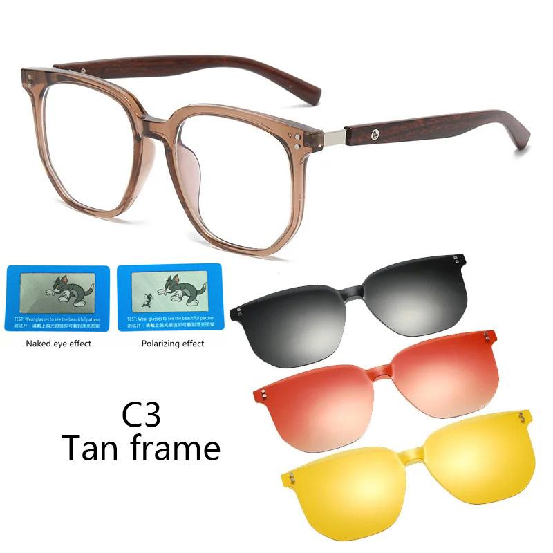 

Солнцезащитные очки 4 в 1 с поляризацией для близорукости, очки с магнитными накладками, рецептурные мужские оптические солнцезащитные очки с прозрачной оправой 4 IN 1 SUNGLASSES