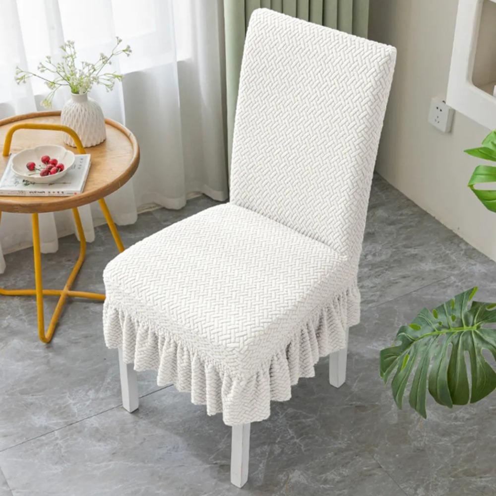 Stretchable Chair Covers Skirt Style Universal Dining Seat Cushion Set with Backrest for Home
