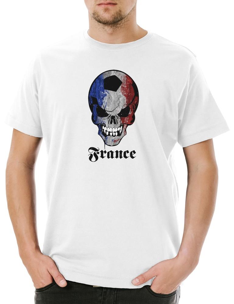 Classic Football France Skull Flag Men's T-Shirt Hooligan Skull France