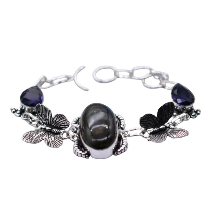 Labradorite Amethyst Gemstone Handmade Bracelet Jewelry BR 131